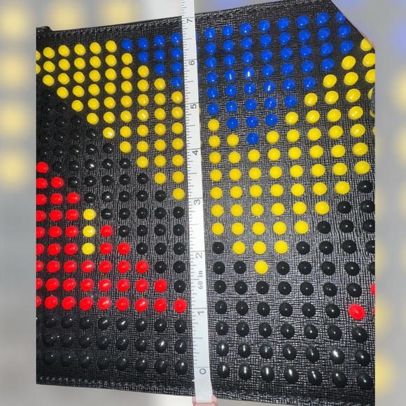 Fendi Monster Studs Leather Clutch Leather Bag Multicolor Rare LARGE Limited Ed - Picture 12 of 14